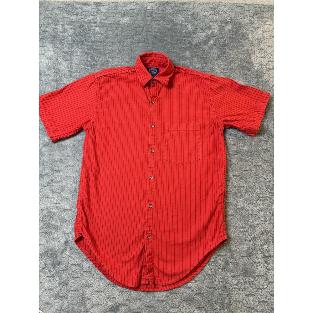 Vintage‎ GAP Shirt Mens XS Red Black Stripe Button Up Made USA 90s